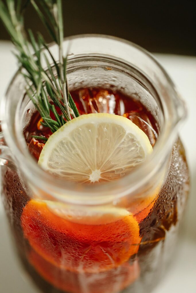 jar of sangria with fruit