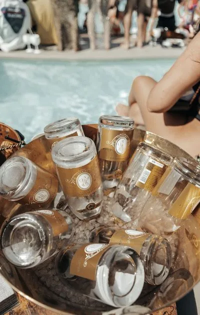 A lot of champagne bottles 