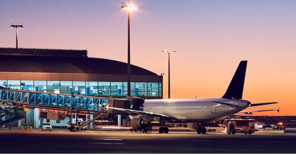 sunset in Málaga airport