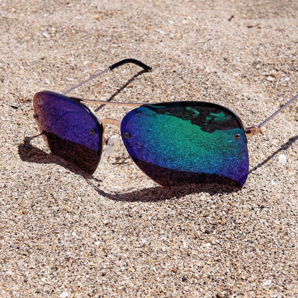 sunglasses on beach sand