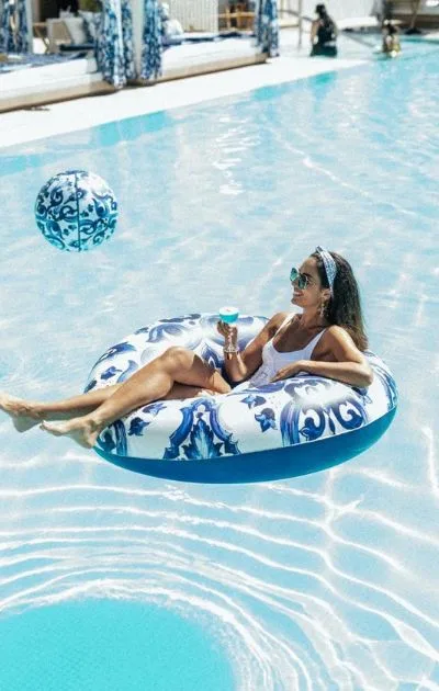 woman on a float in the pool
