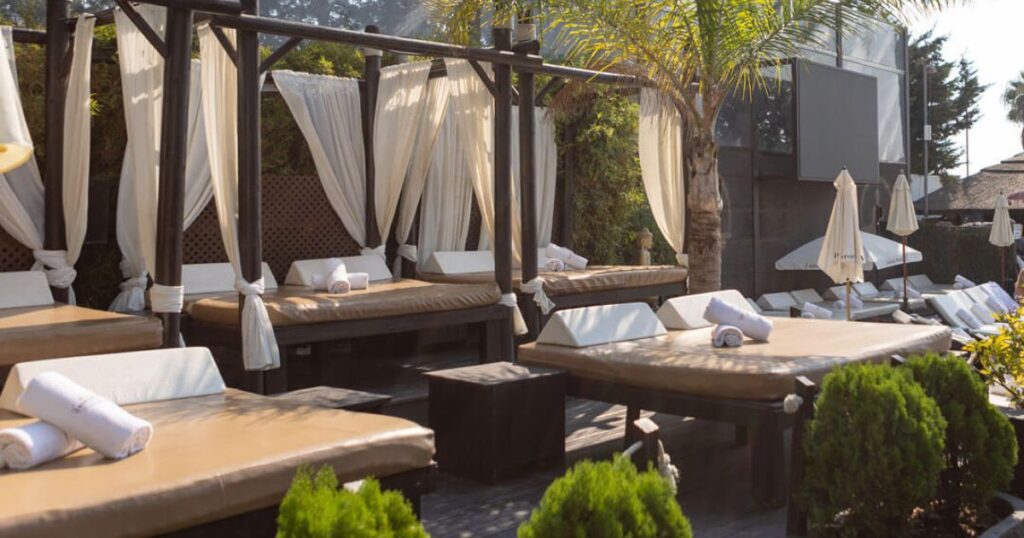 La Sala by the Sea beds, a Marbella Beach Club