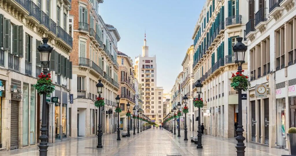 Larios street in Málaga during a Marbella to Málaga day trip