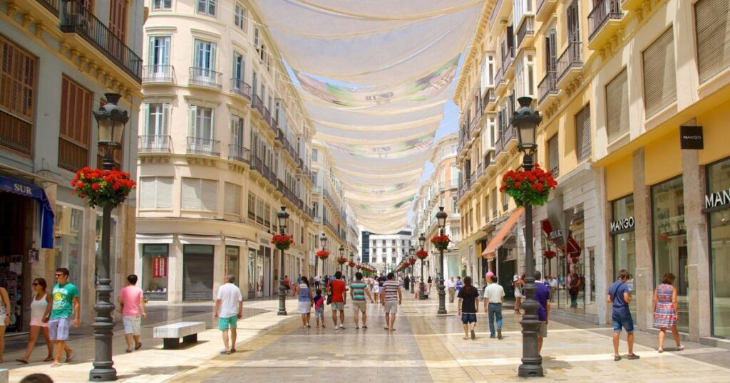 Larios Street in Málaga during a Marbella to Málaga day trip